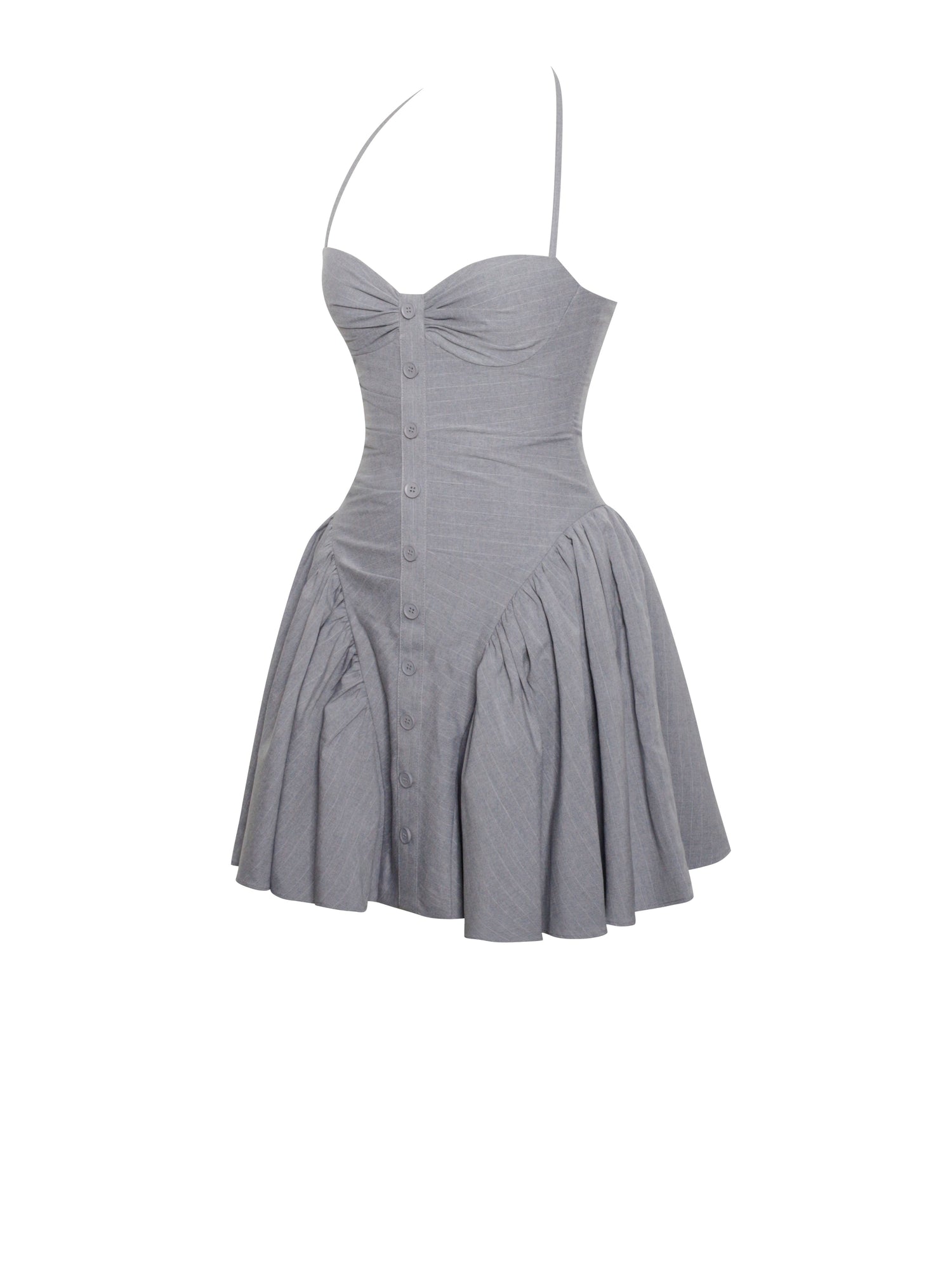 Melody Halter Drop Waist Mini Dress | Gray Stripe