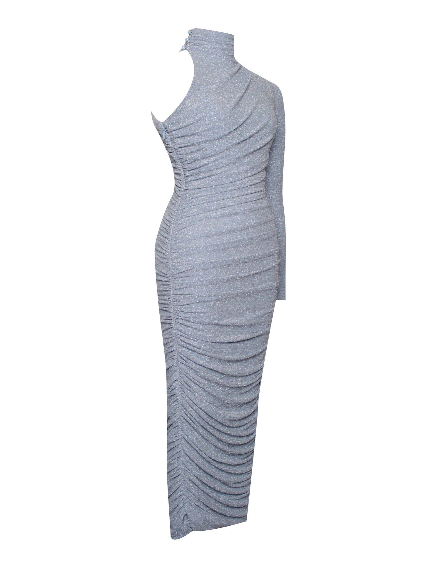Peyton One Sleeve Ruched Pencil Dress | Light Blue