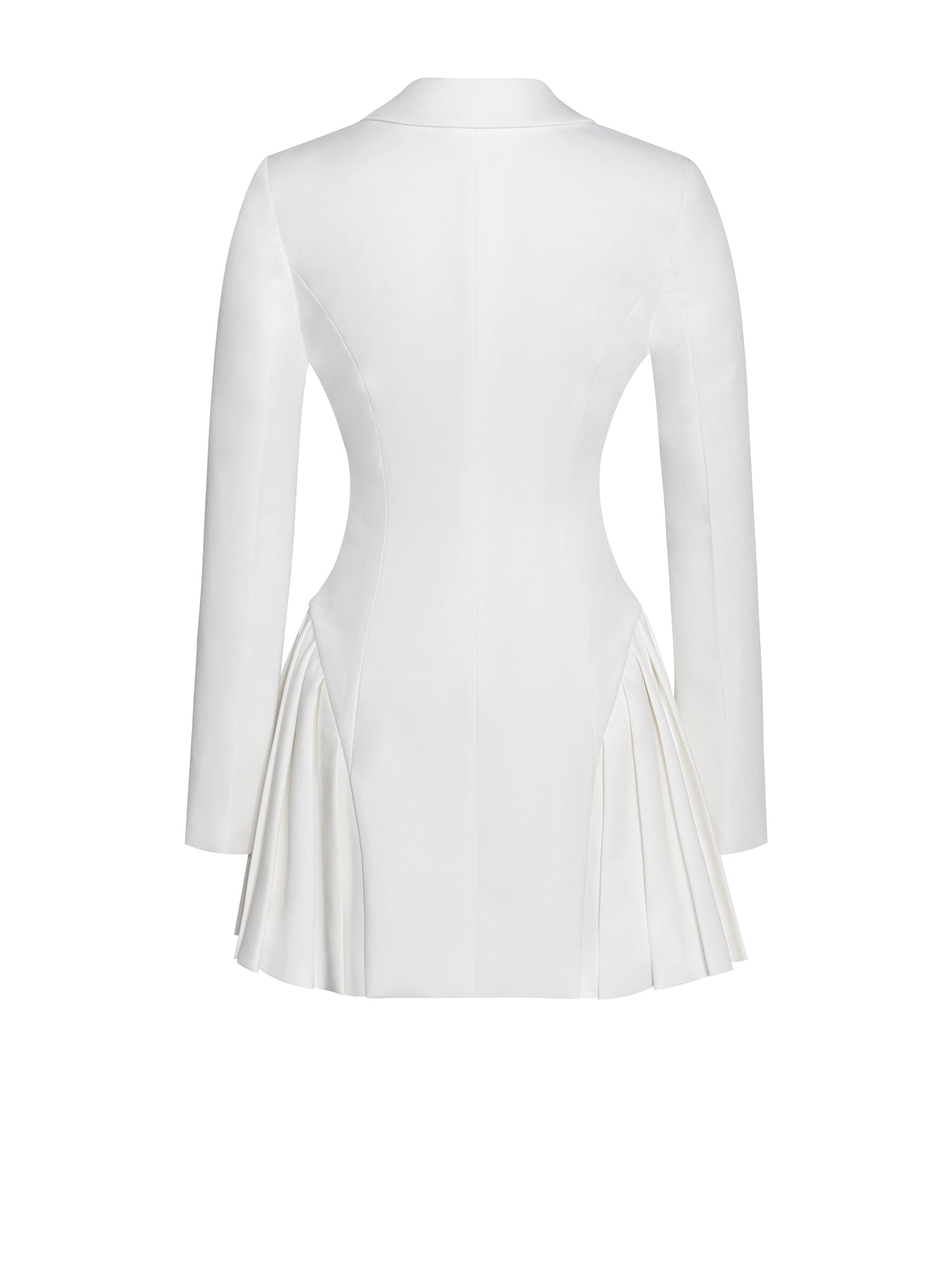 Delia Blazer Dress with Pleated Detail | White