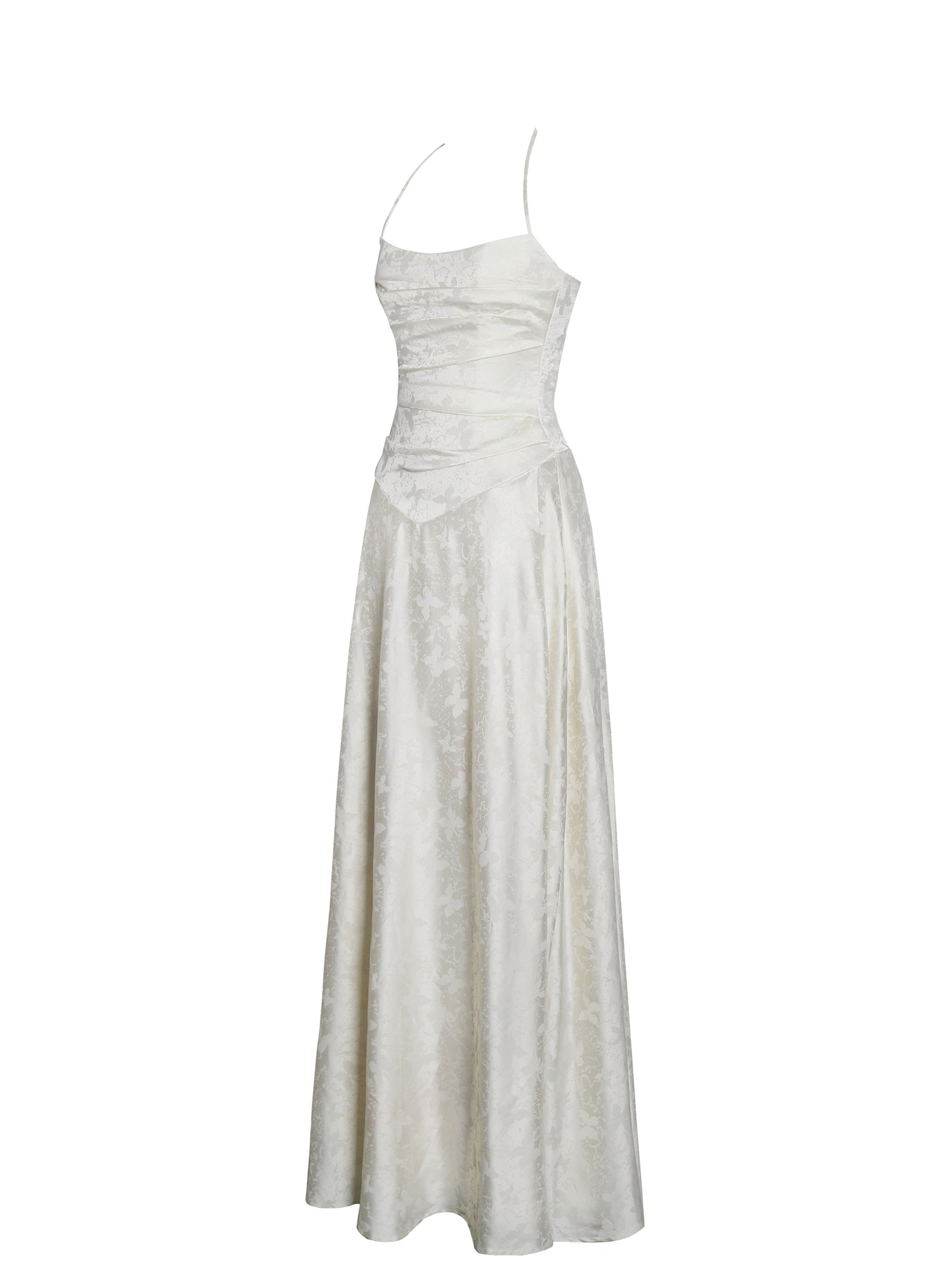 Raegan Jacquard Ruched Maxi Dress | Pearl White