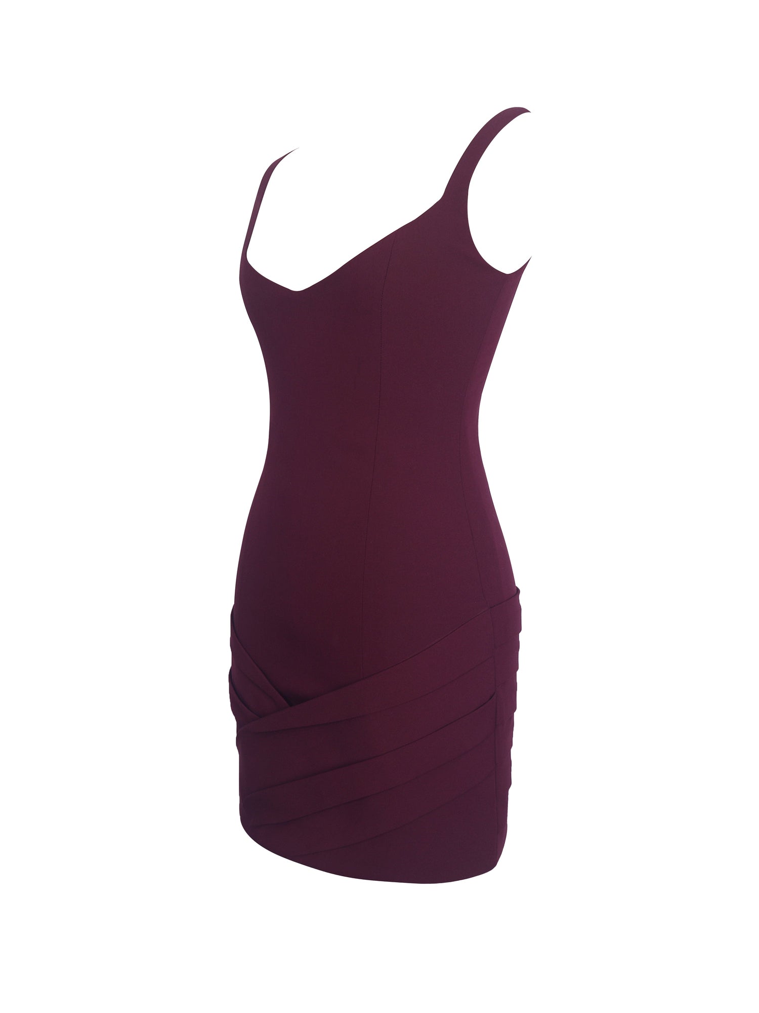 Tori Pleated Mini Dress with Chiffon Scarf | Wine Red