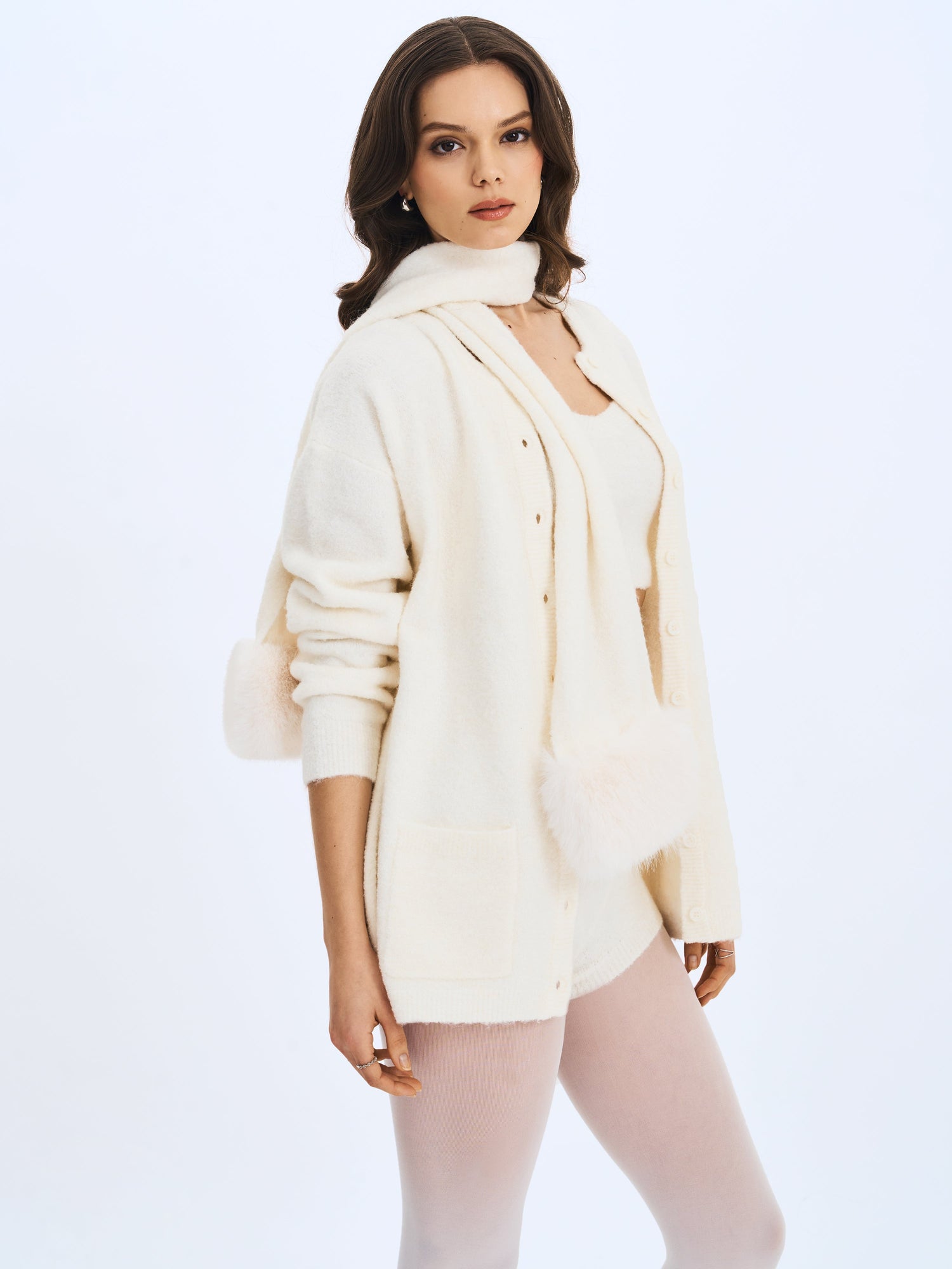 Sera Wool-Blend Ribbed Knit Mini Shorts | White