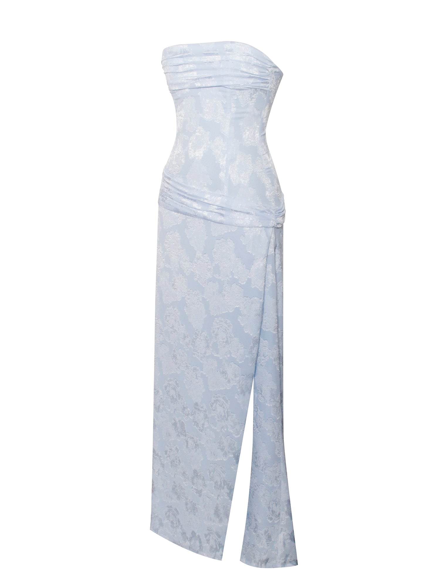 Xatia Jacquard Textured High Slit Maxi Dress | Baby Blue