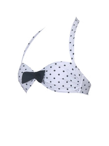 Olivea Polka Dot Bowtie Halter Bikini Top | Black