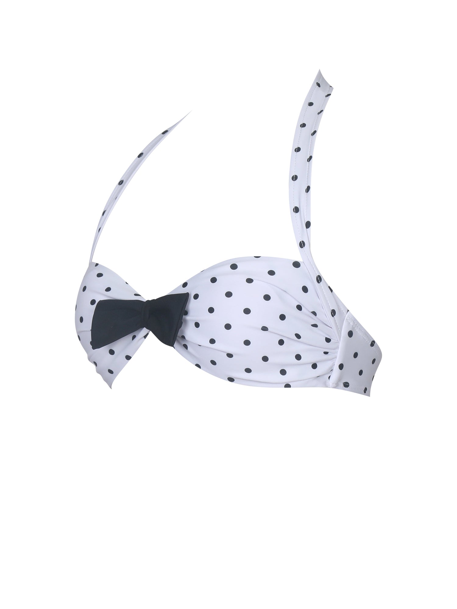Olivea Polka Dot Bowtie Halter Bikini Top | Black