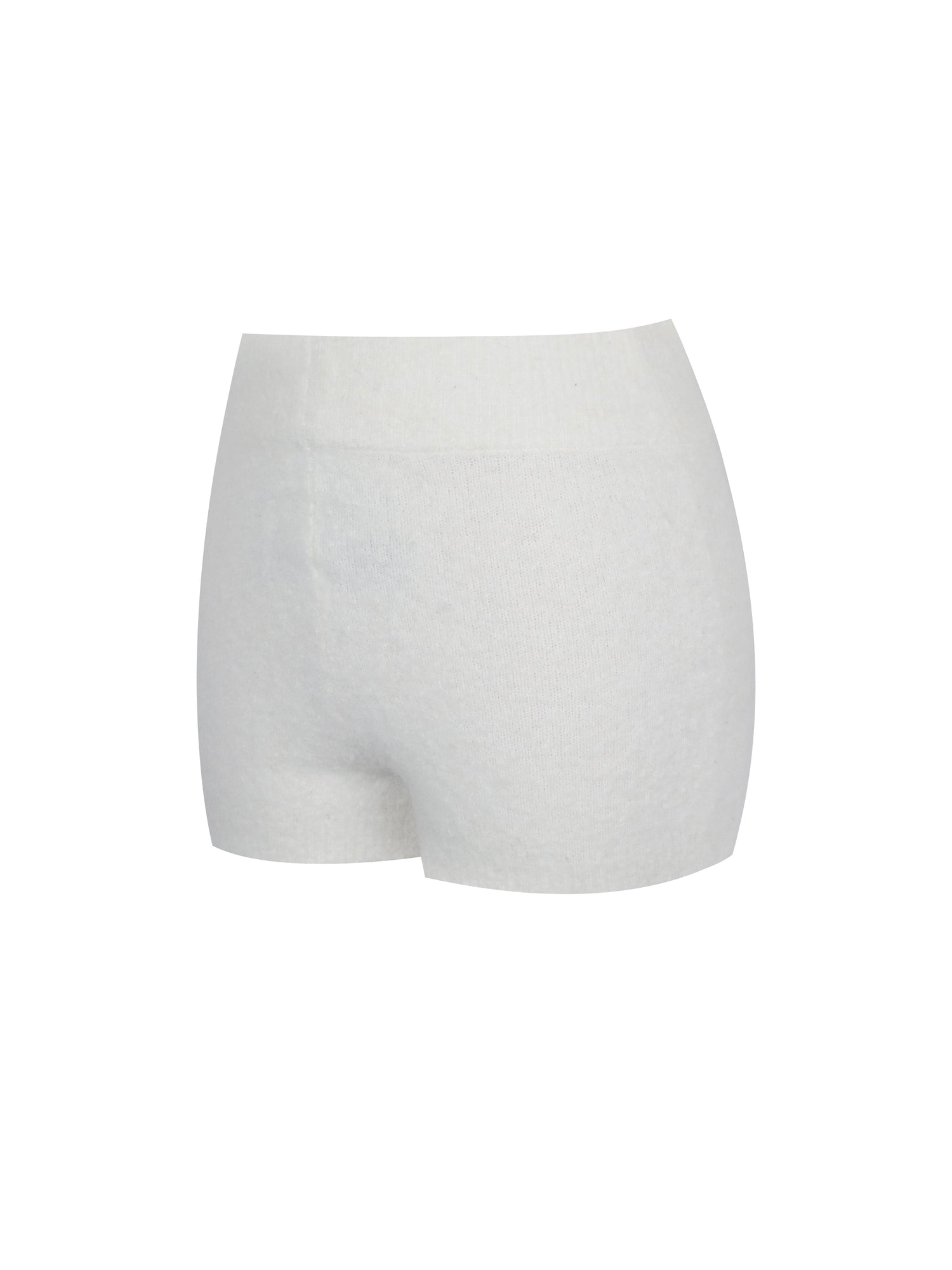 Sera Wool-Blend Ribbed Knit Mini Shorts | White