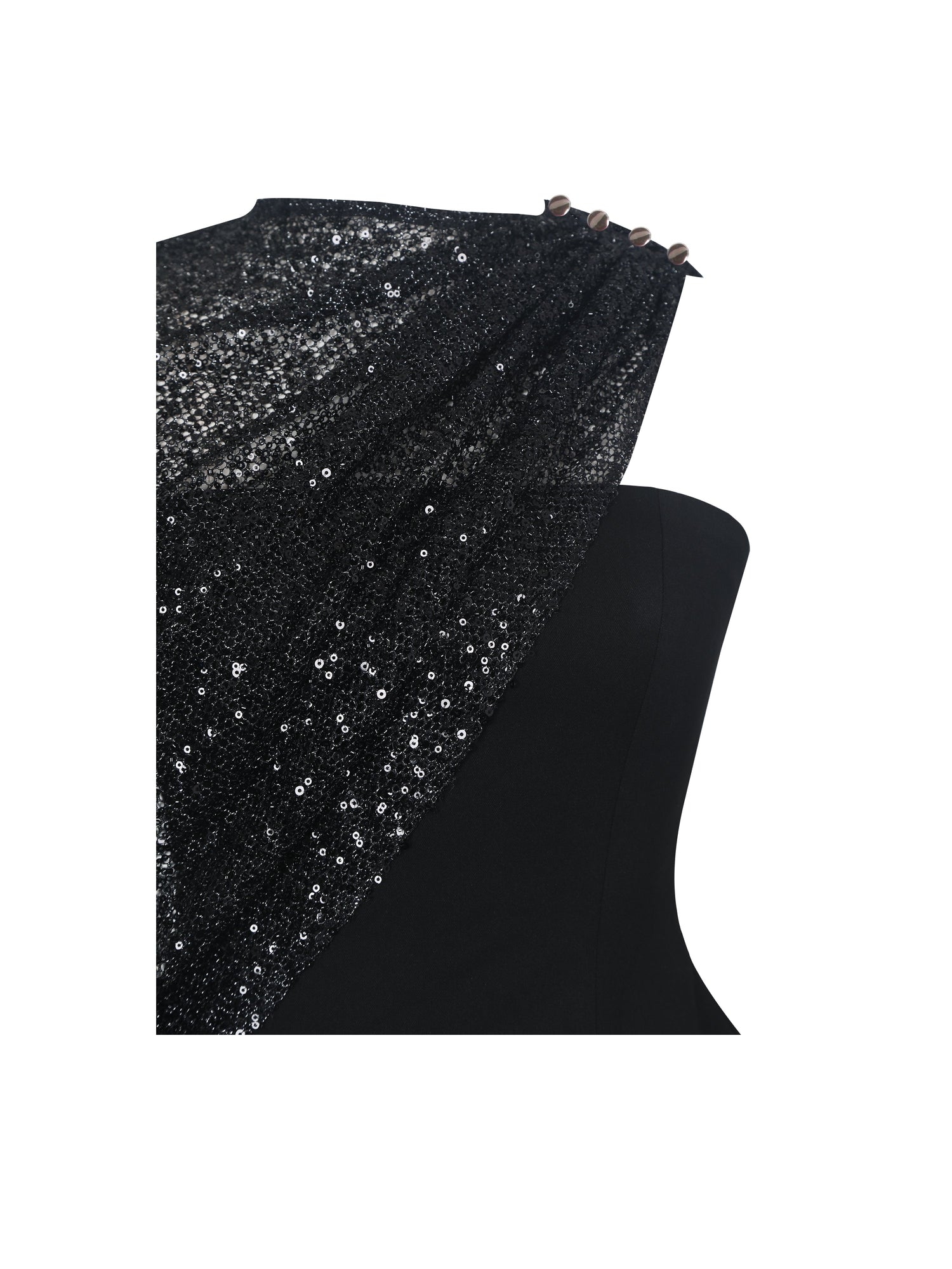 Quinette Peplum Top with Beaded Asymmetrical Cape | Black