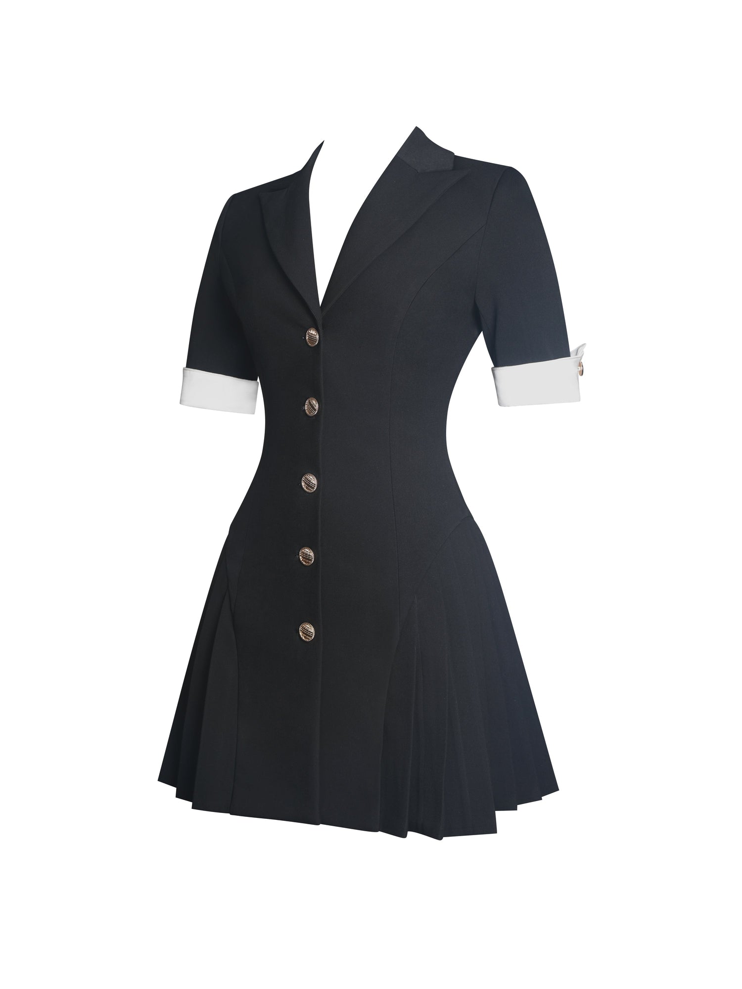 Ilitha Woven Crepe Pleated Mini Blazer Dress | Black