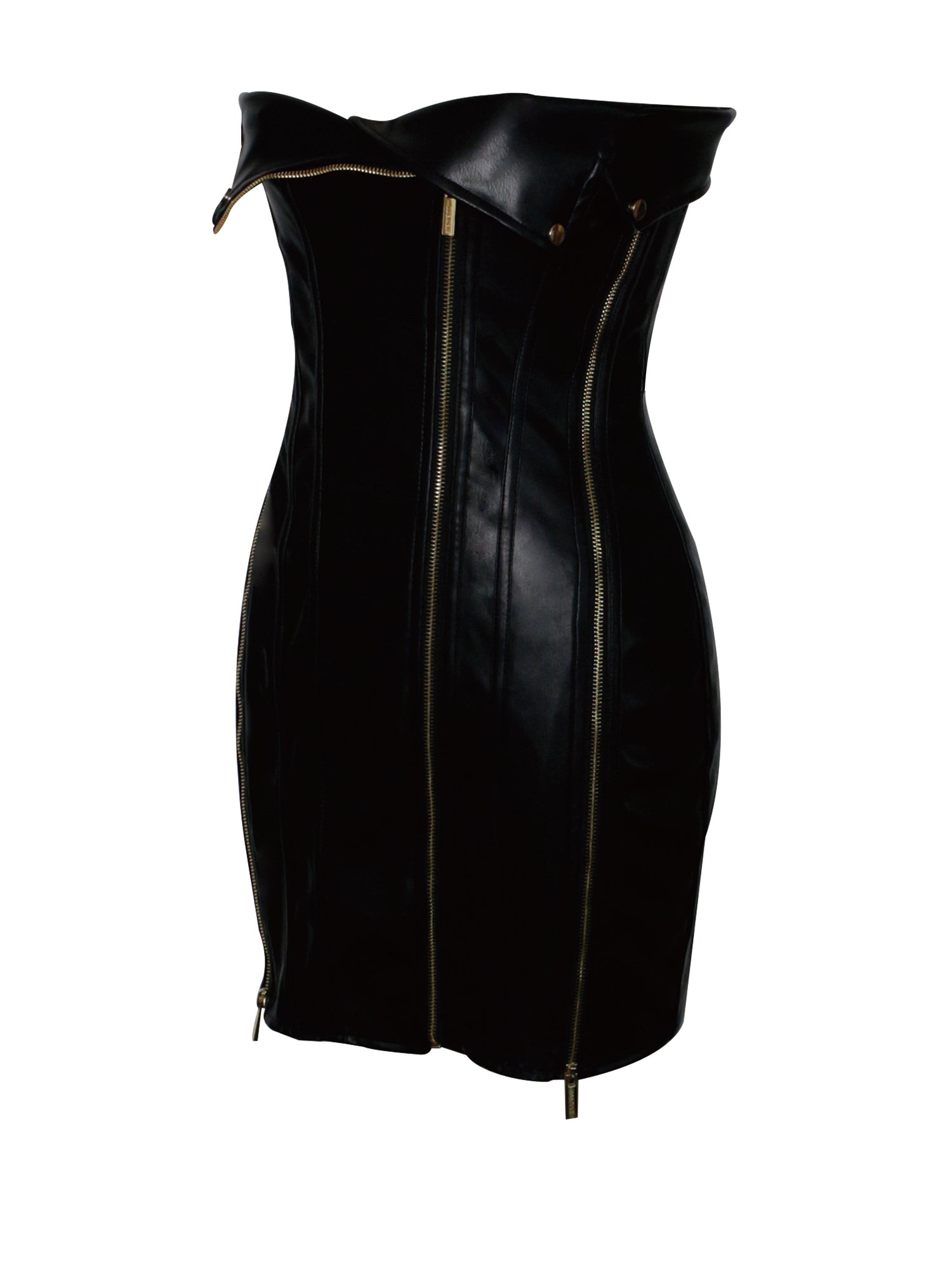 Annora Vegan Leather Mini Dress | Black