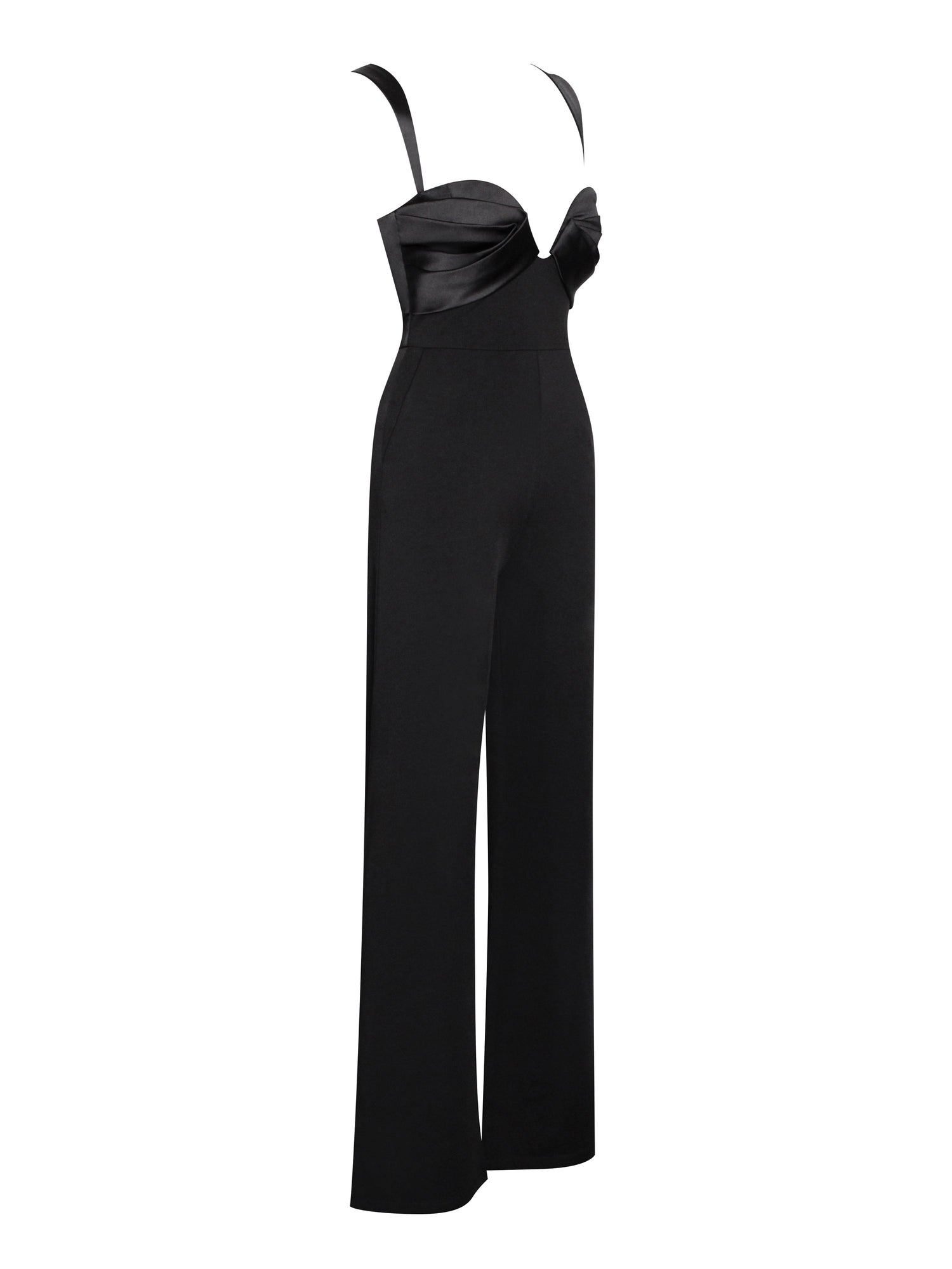 Onika Satin and Crepe Jumpsuit | Black