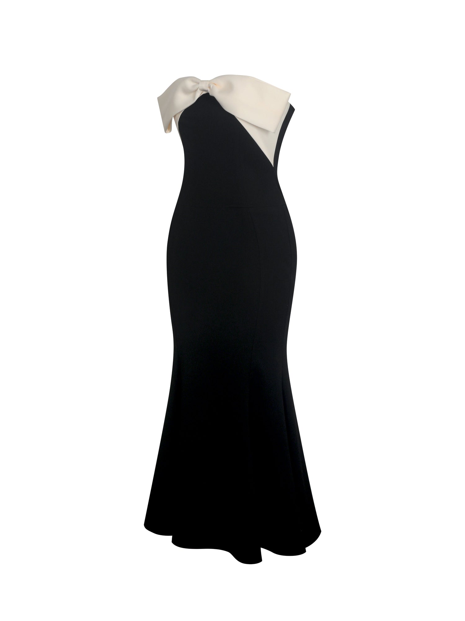 Saige Mermaid Midi Dress with Ivory Bow Bustline | Black