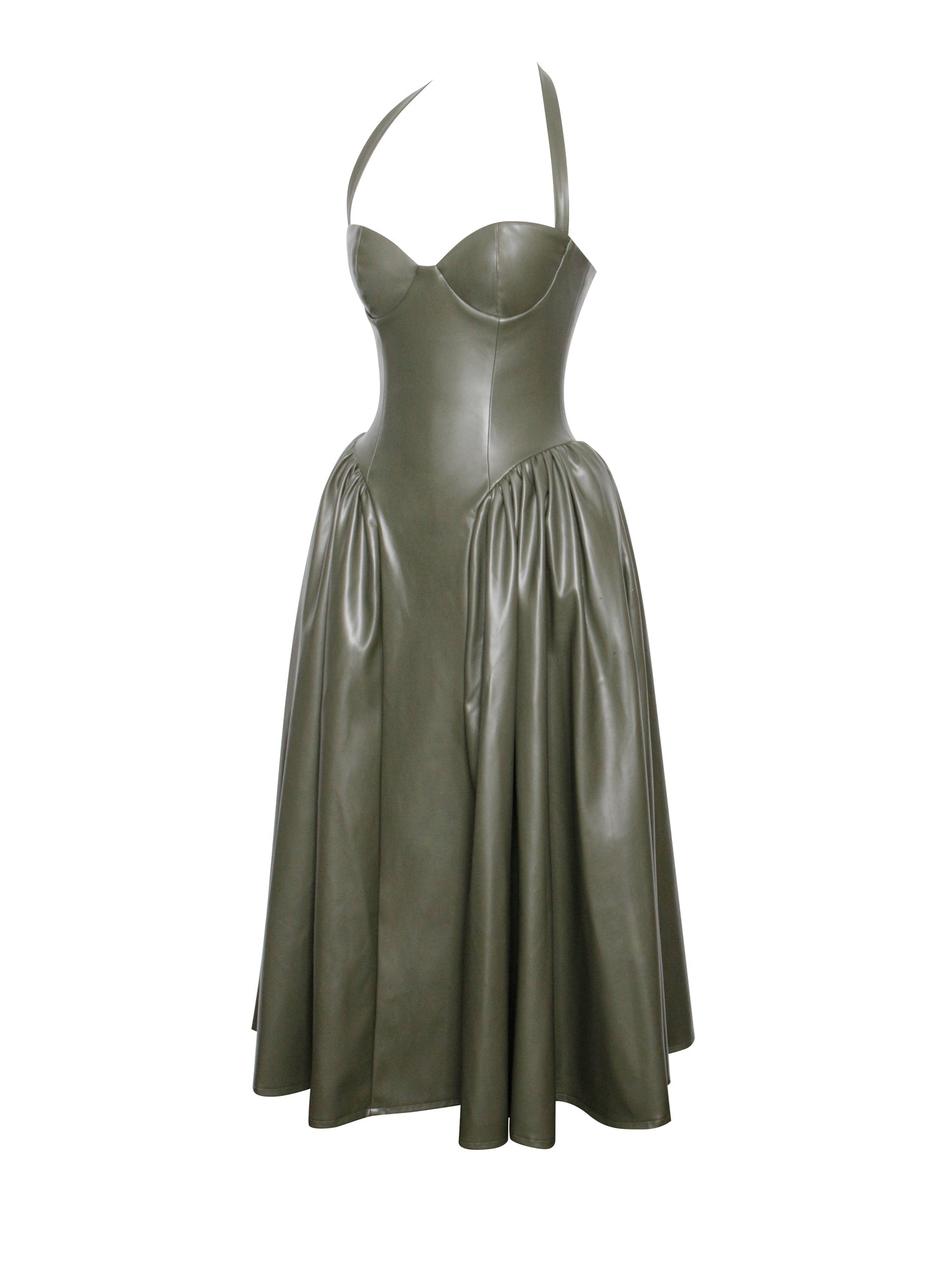 Eliana Vegan Leather Dress | Olive