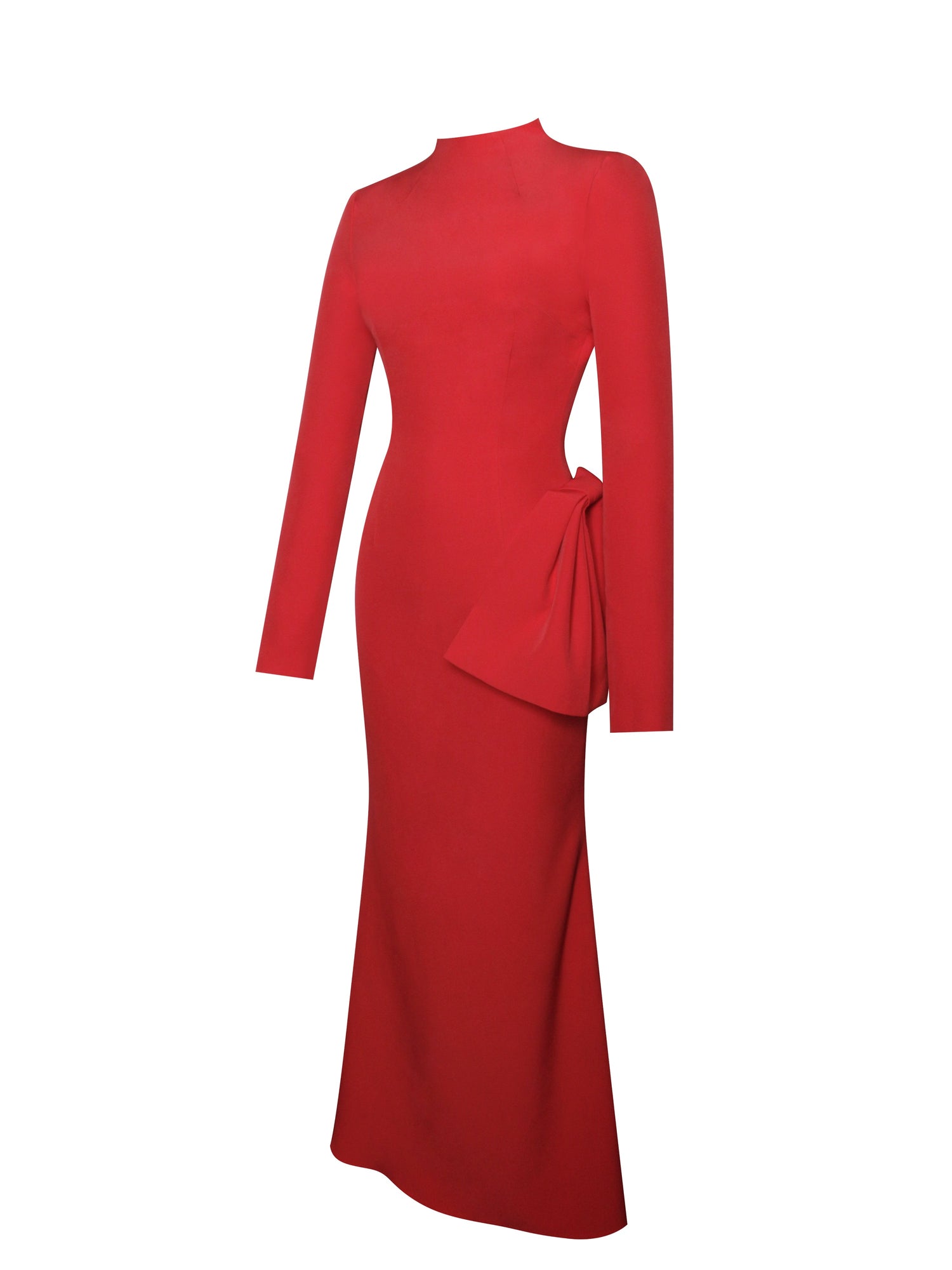 Radha Backless Longsleeve Maxi Dress with Bow | Red