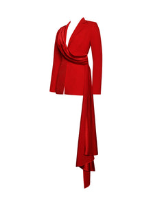 Vandra Draping Blazer Jacket | Red