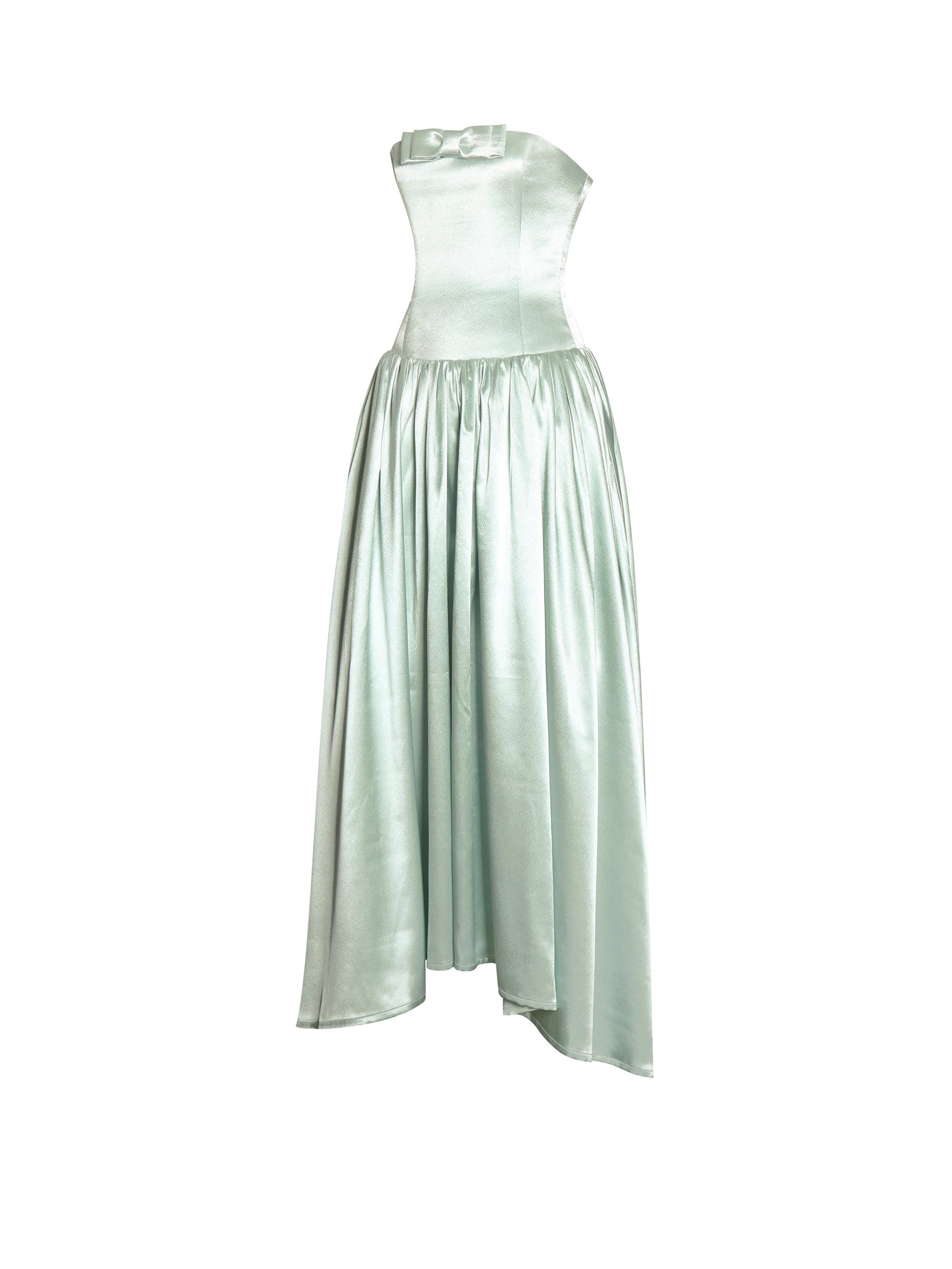 Lael Back Button Trailing Gown | Mint Green