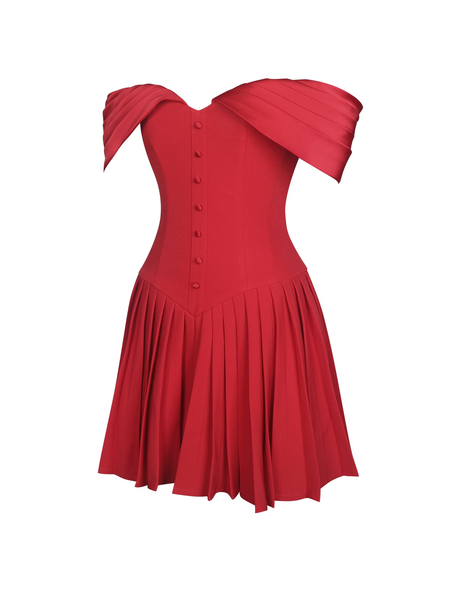 Narelle Off-Shoulder Sweetheart Drop Waist Mini Dress | Crimson