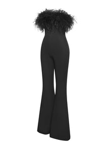 Kylan Feather Jumpsuit | Black