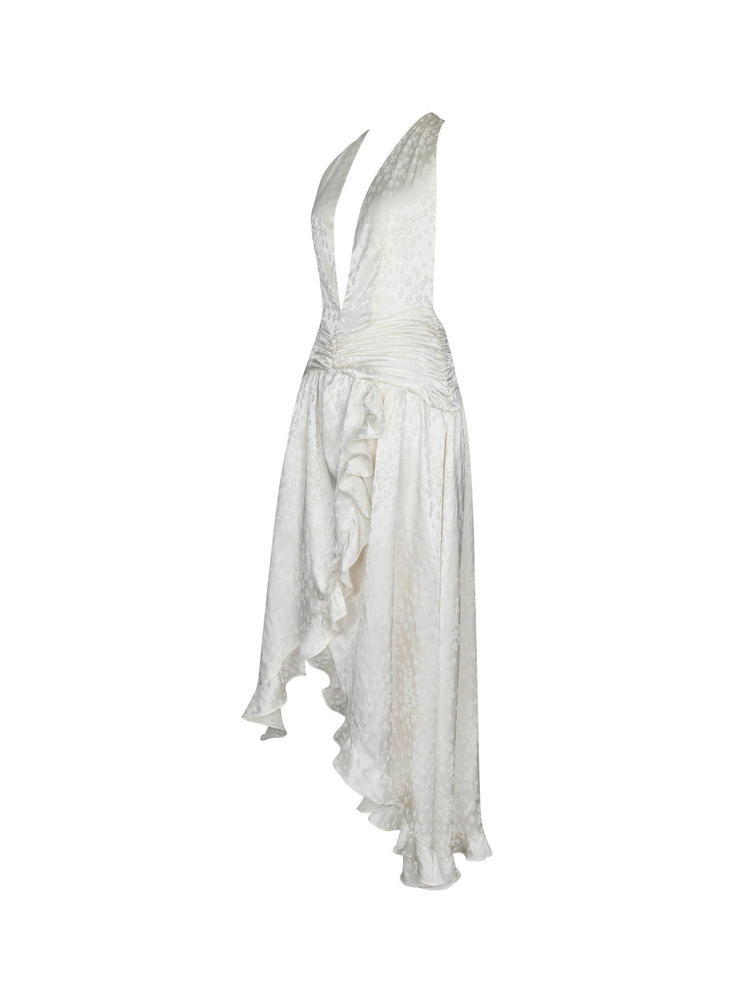 Nalani Ruffled Halter Maxi Dress | Floral Ivory
