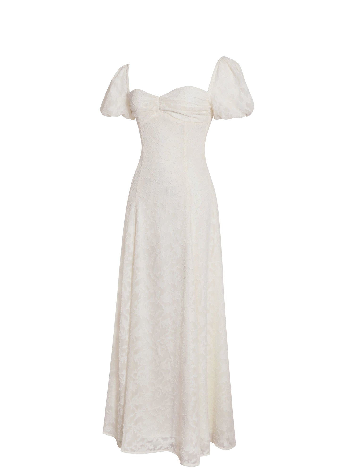 Pandora Bubble Sleeve Backless Maxi Dress | White