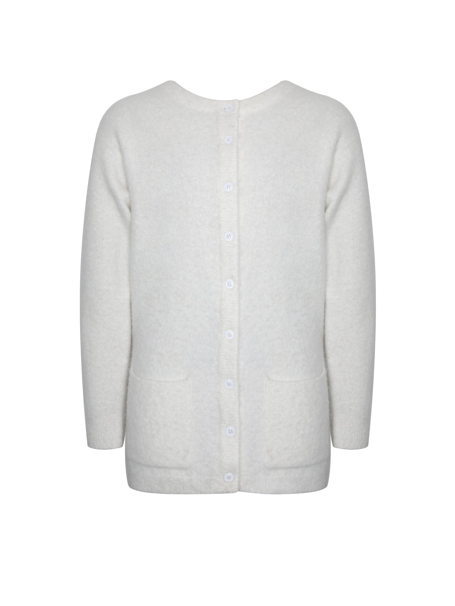 Orla Wool-Blend Ribbed Knit Cardigan | White