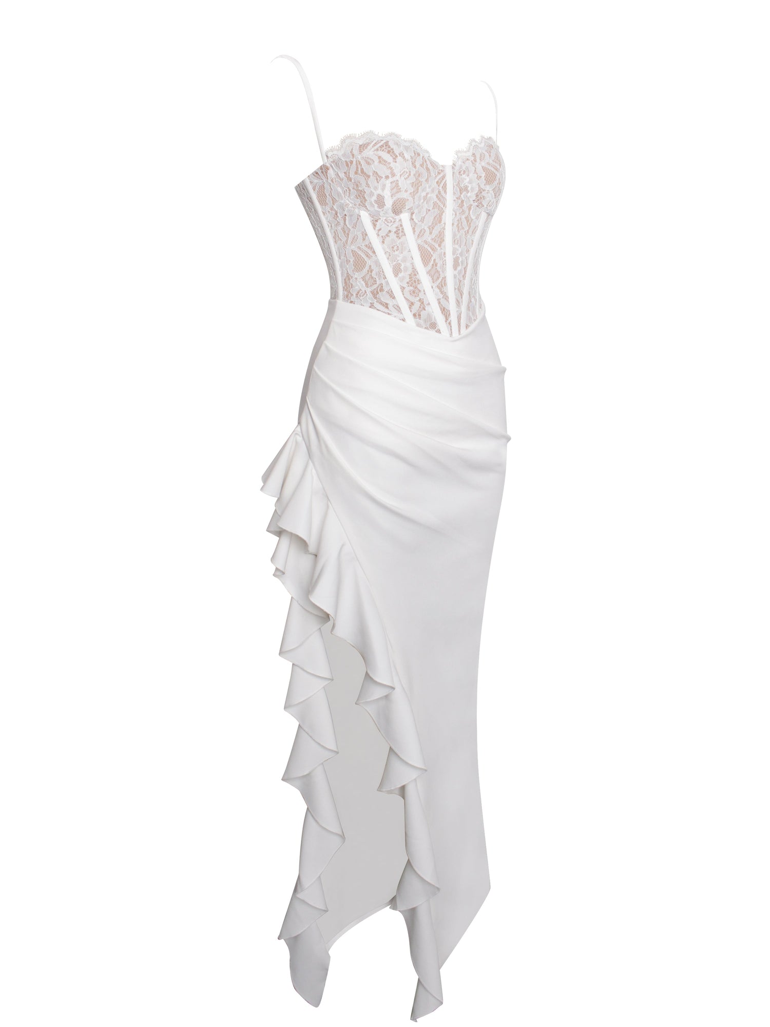 Junia Lace Corset Maxi Dress | White