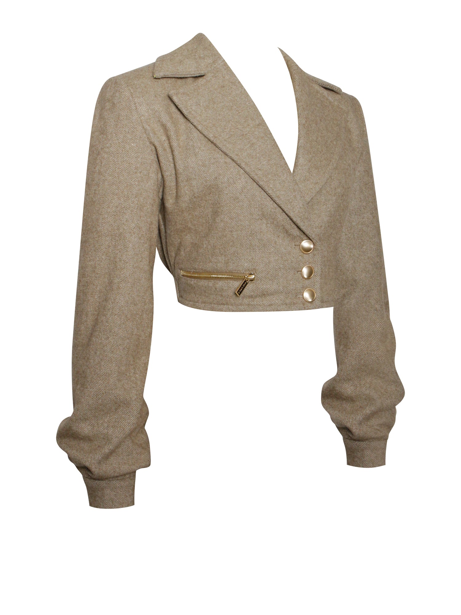 Bailee Vintage Cropped Twill Wool Blend Blazer Jacket | Sage Green