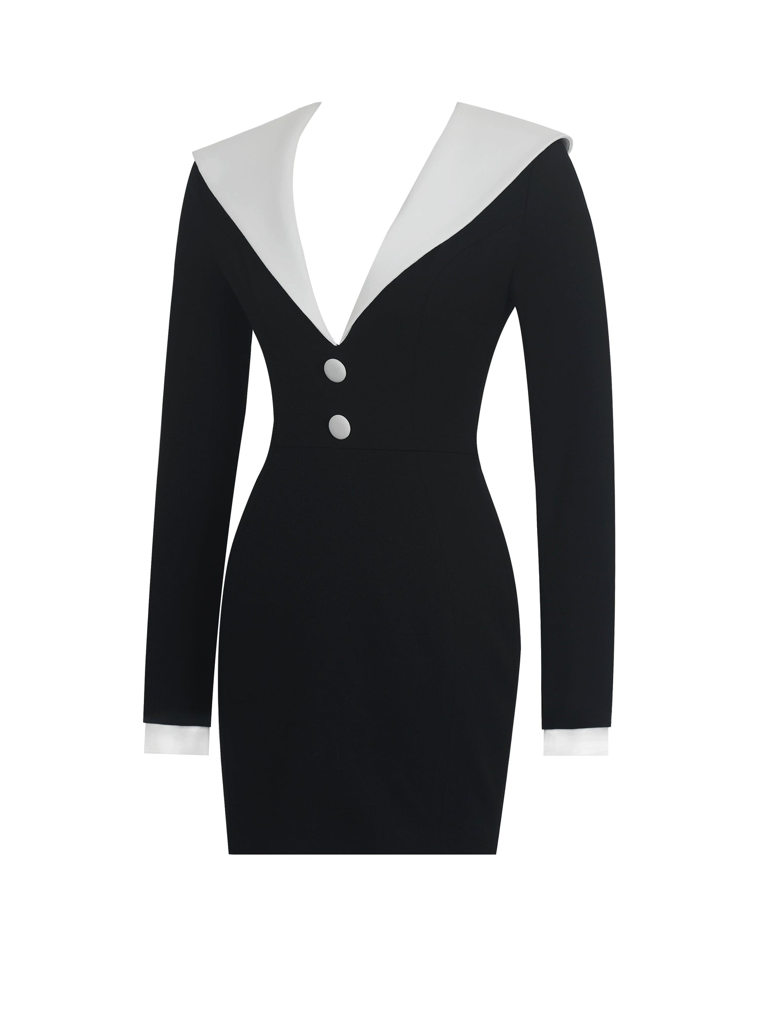 Heather Collared Decorative Button-Front Mini Dress | Black