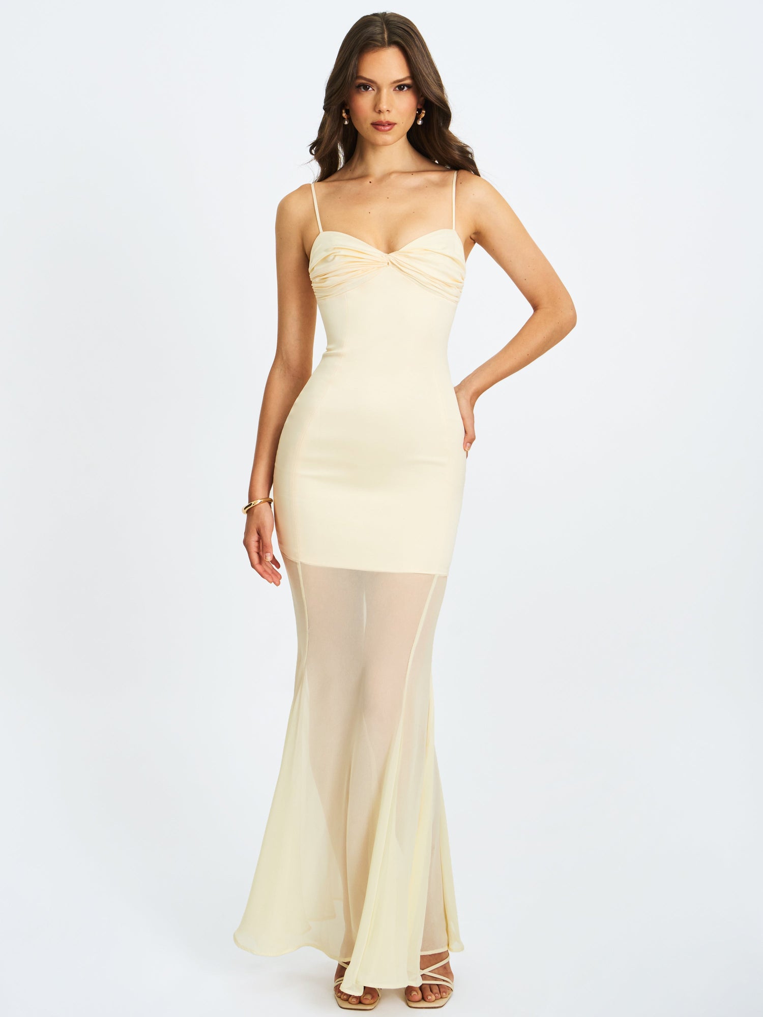 Zayne Ruch Breast Chiffon Mermaid Maxi Dress | Butter Yellow