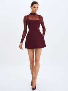 Natasha Faux Two-Piece Turtleneck Mini Dress | Burgundy