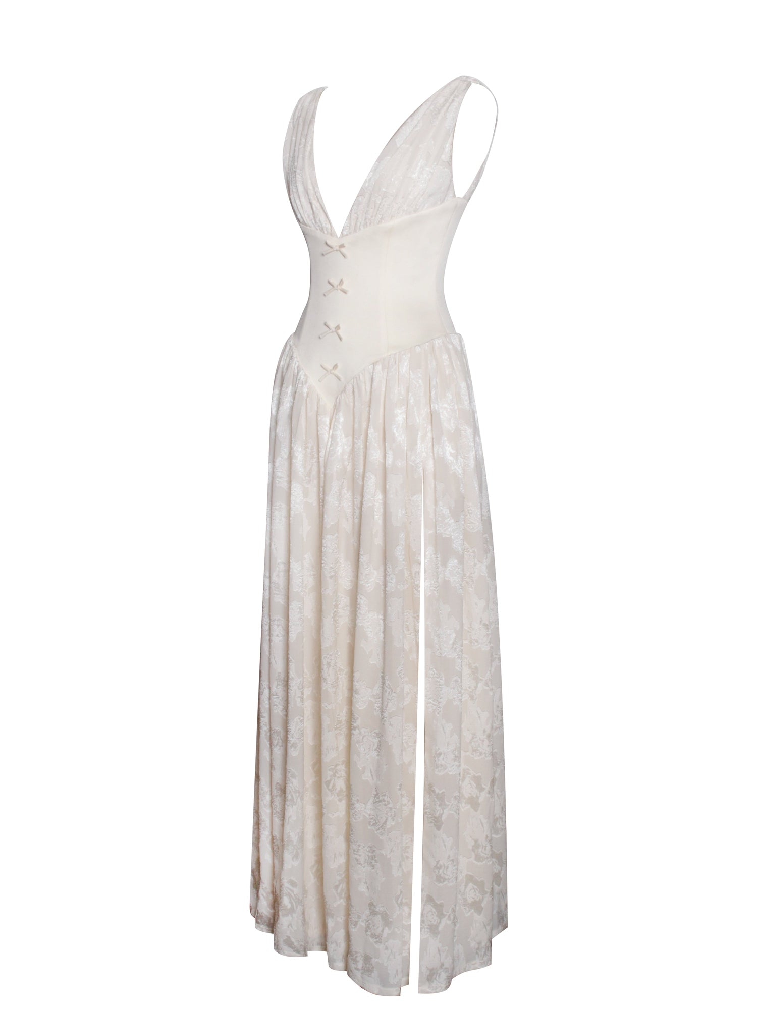 Sabrina High Slit Jacquard Maxi Dress | Butter Yellow