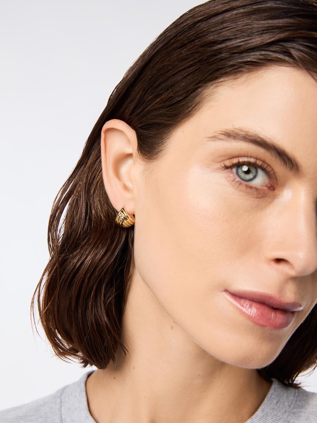 14K Gold Plated Botanica Triangle Braided Statement Huggie Hoops Earrings For Women Ana Luisa Haven