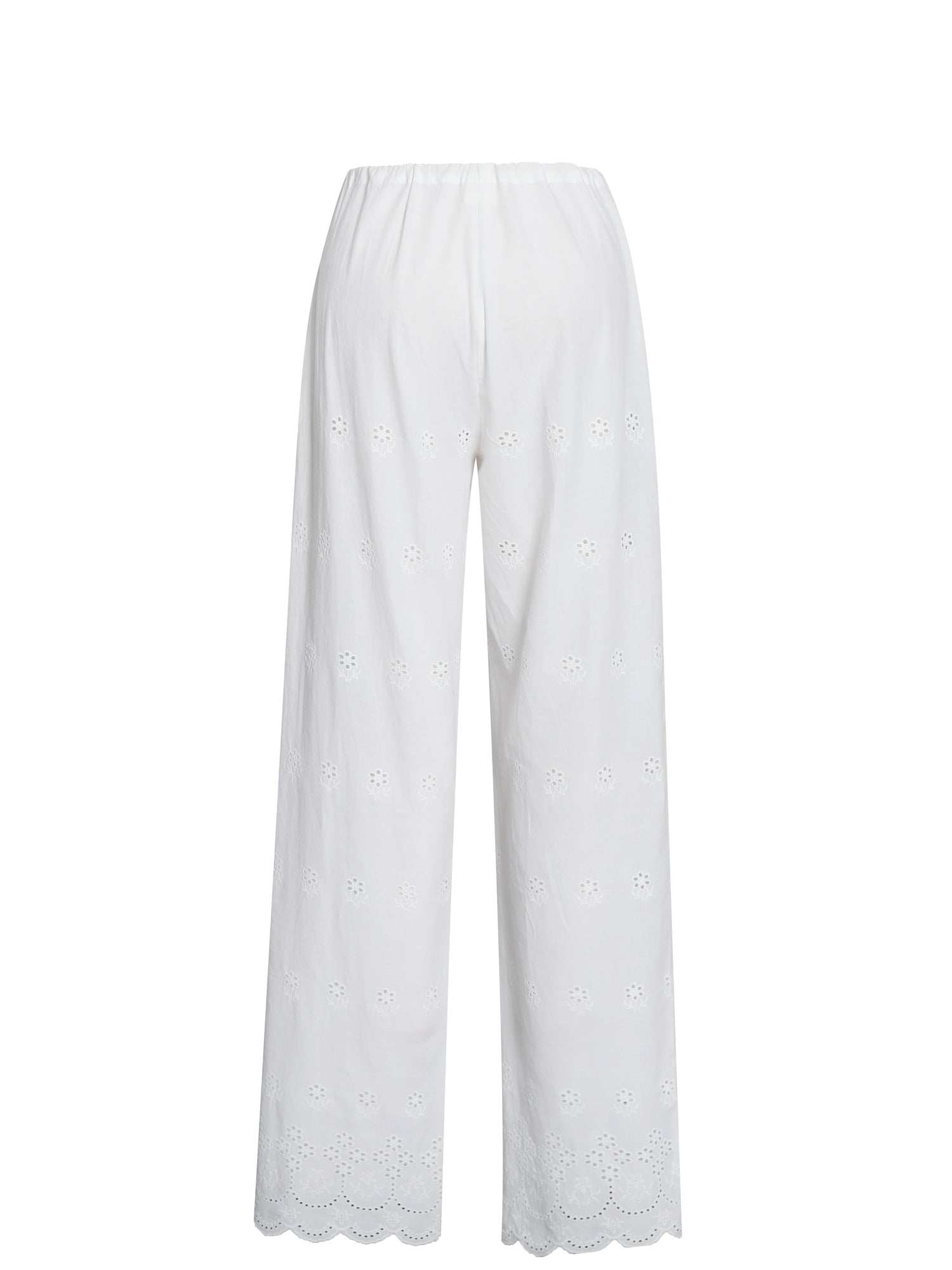 Raina Cotton Eyelet Straight Pants | White