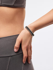 Rhodium Plated Stainless Steel Black Ceramic Watchband Watch Strap Statement Chain Bracelets For Women Ana Luisa Ora Silver Ceramic