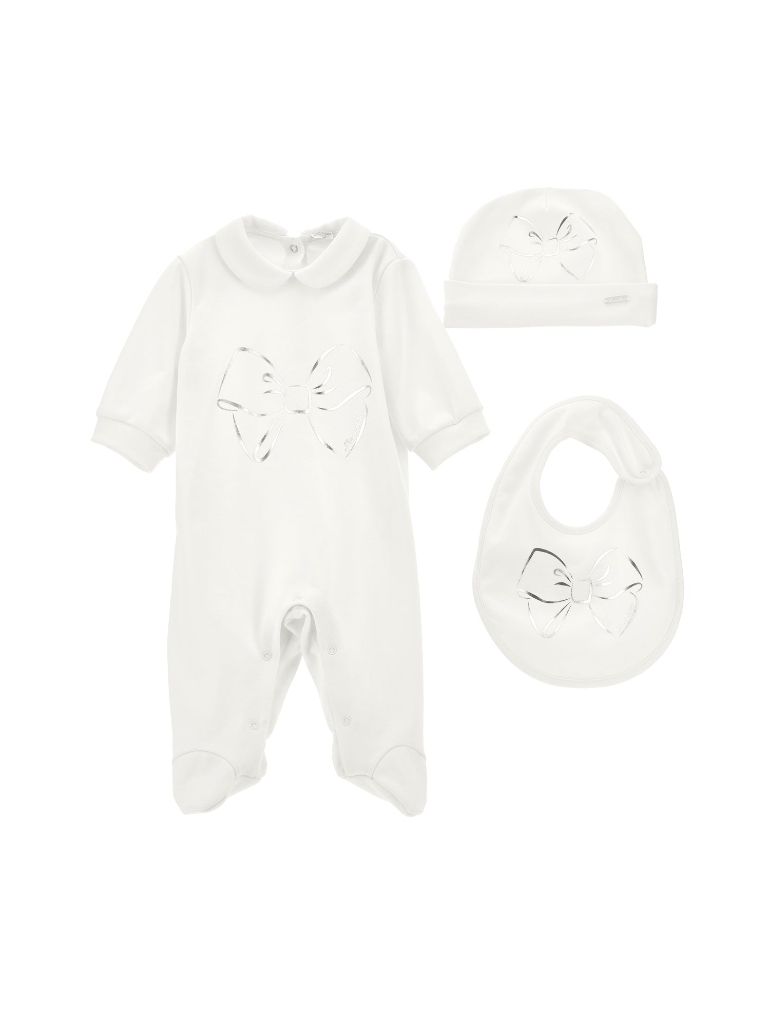 Girls | 3-Piece Set With Gold Bows | Cream