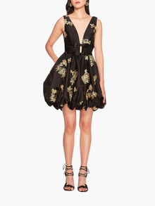 Marigold Bubble Mini Dress | Black/Gold