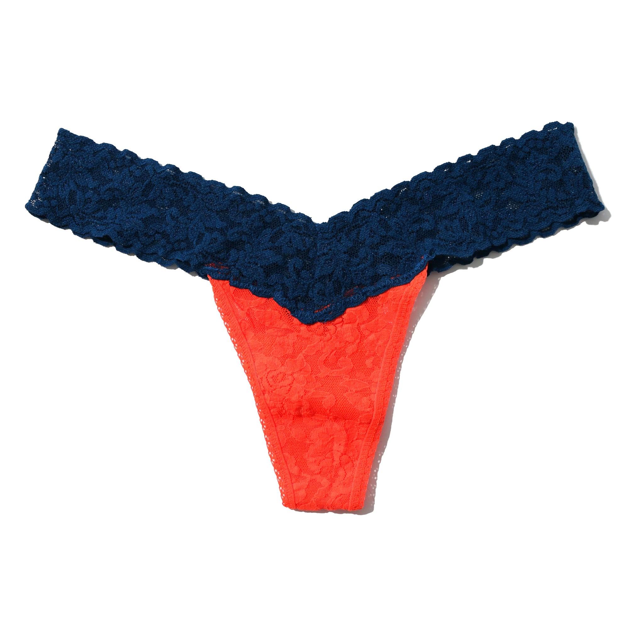 Signature Lace Low Rise Thong | Tangelo x Oxford Blue