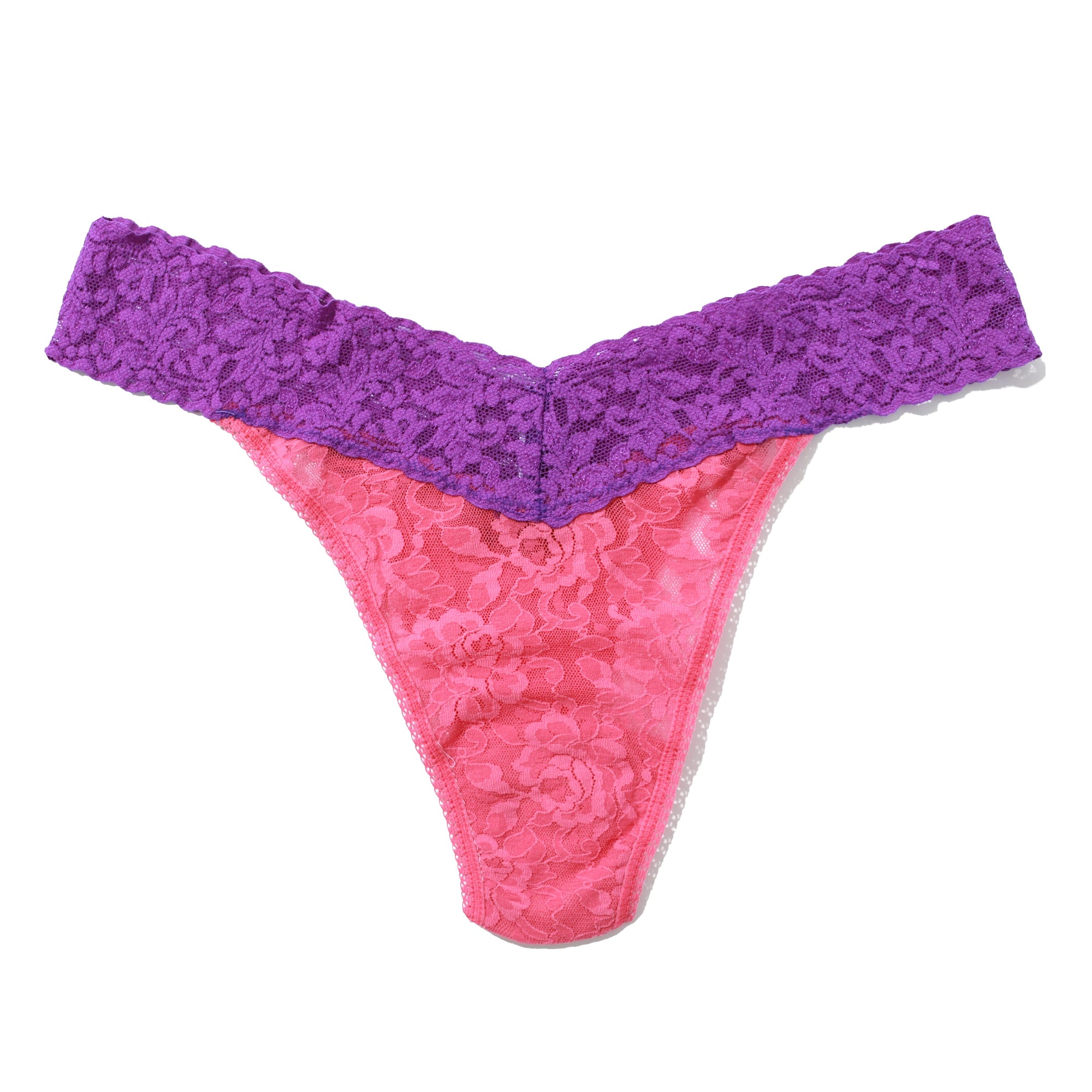 Signature Lace Original Rise Thong | Sugar Rush Pink x Royal Purple