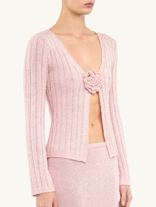 Rosie Cropped Cardigan | Bon Bon Pink Sequin