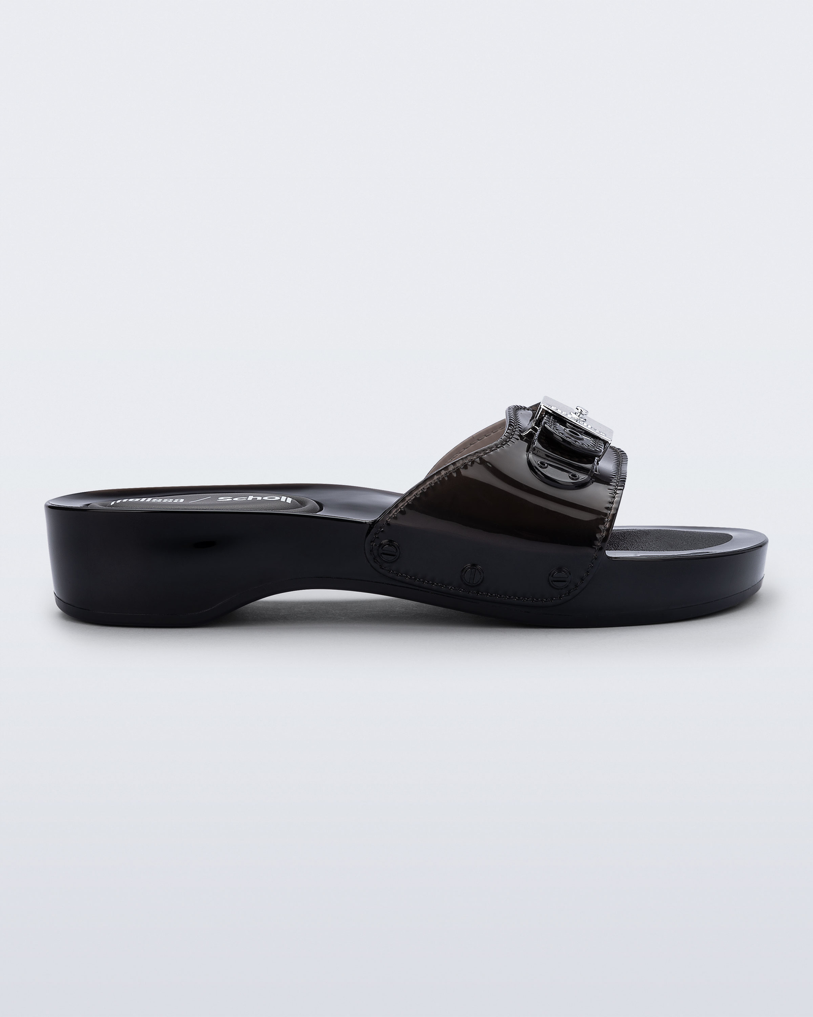 Womens | Pescura Heel and Scholl Slide | Clear Black