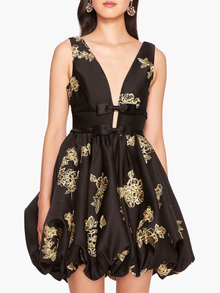 Marigold Bubble Mini Dress | Black/Gold