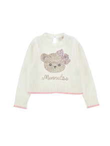 Girls | Soft Sweater With Rhinestone Teddy Bear | Cream/FairyTale