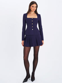 Skyla Square Neckline Peplum Blazer | Indigo