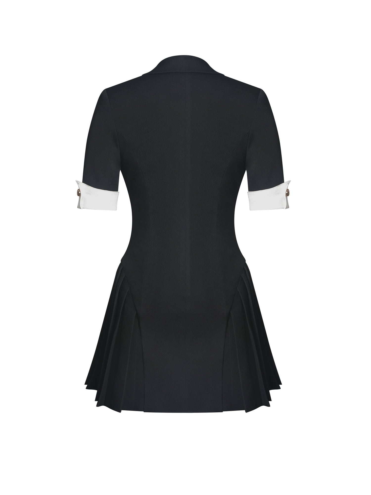 Ilitha Woven Crepe Pleated Mini Blazer Dress | Black