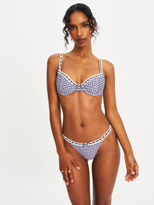 Lace Decoration Bikini Top | Geneva Gingham