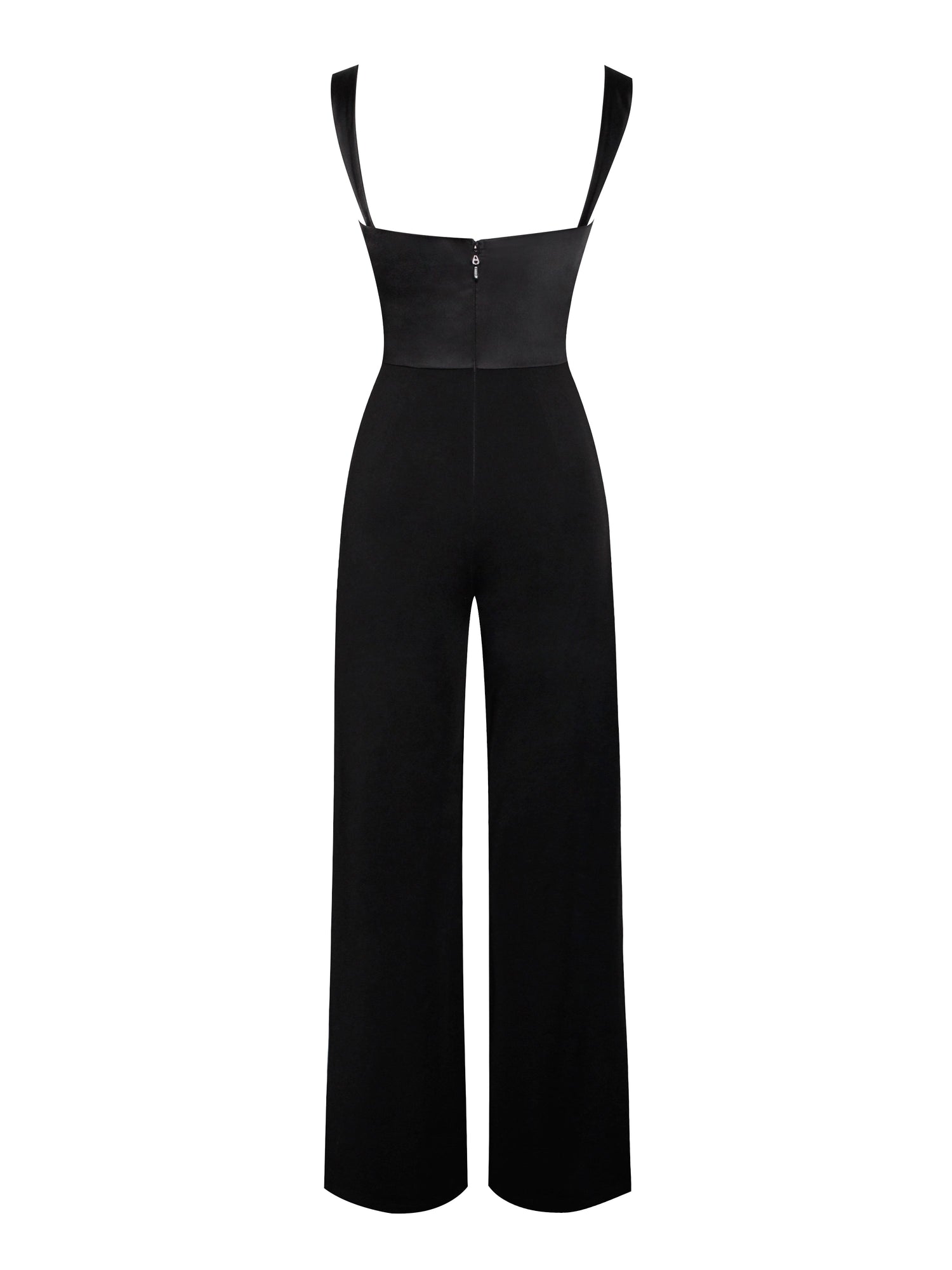Onika Satin and Crepe Jumpsuit | Black