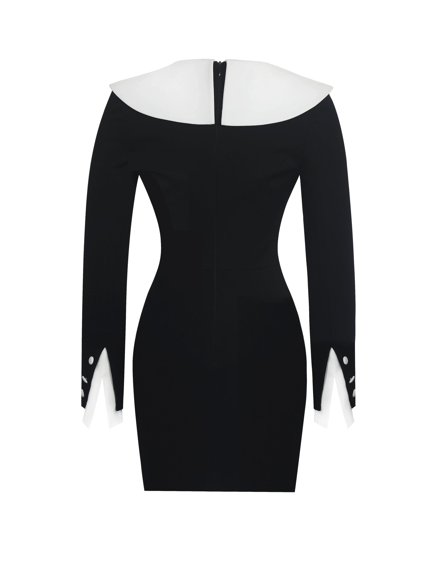 Heather Collared Decorative Button-Front Mini Dress | Black