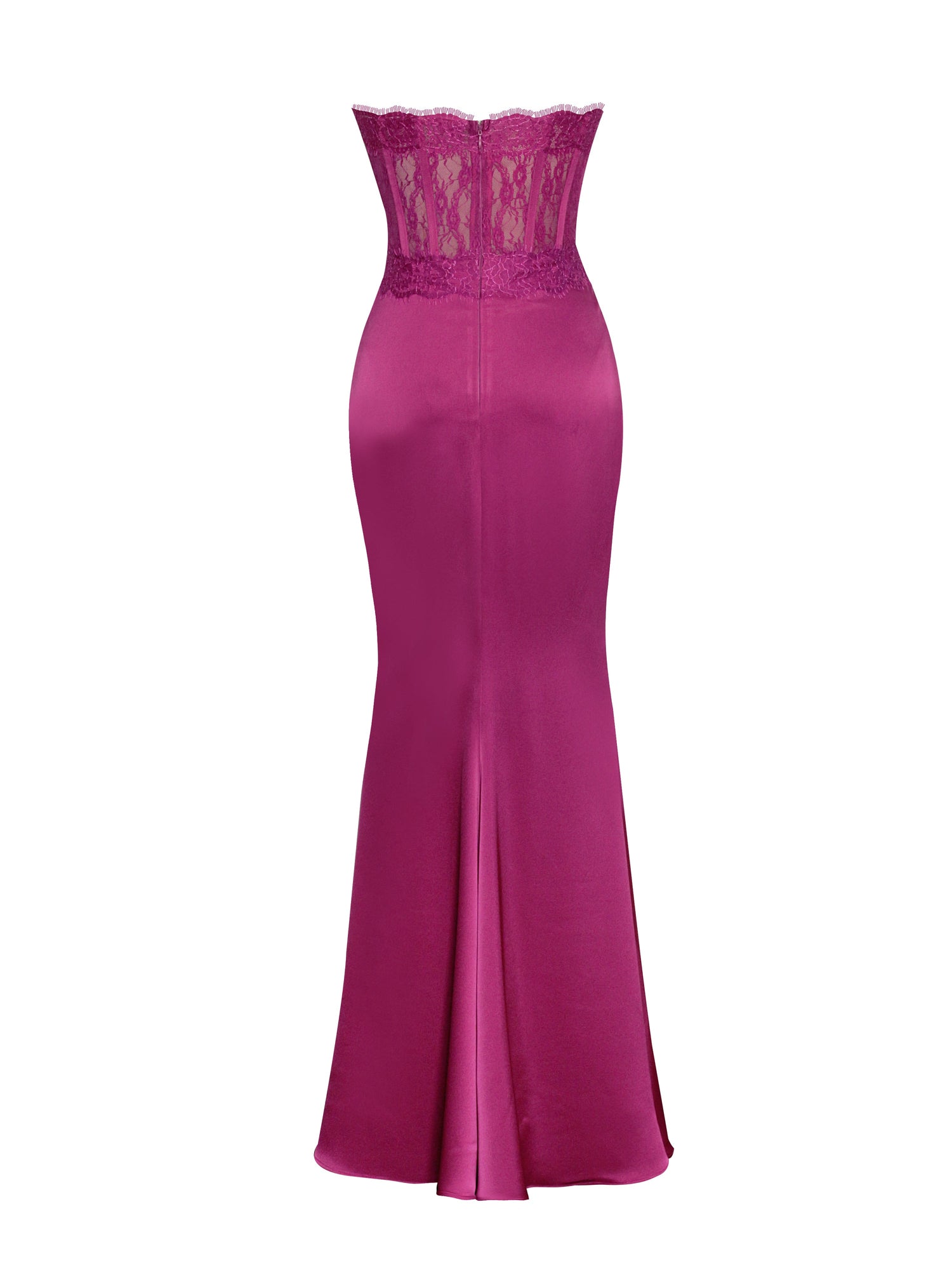Everleigh Lace Satin Corset Maxi Dress | Fuchsia
