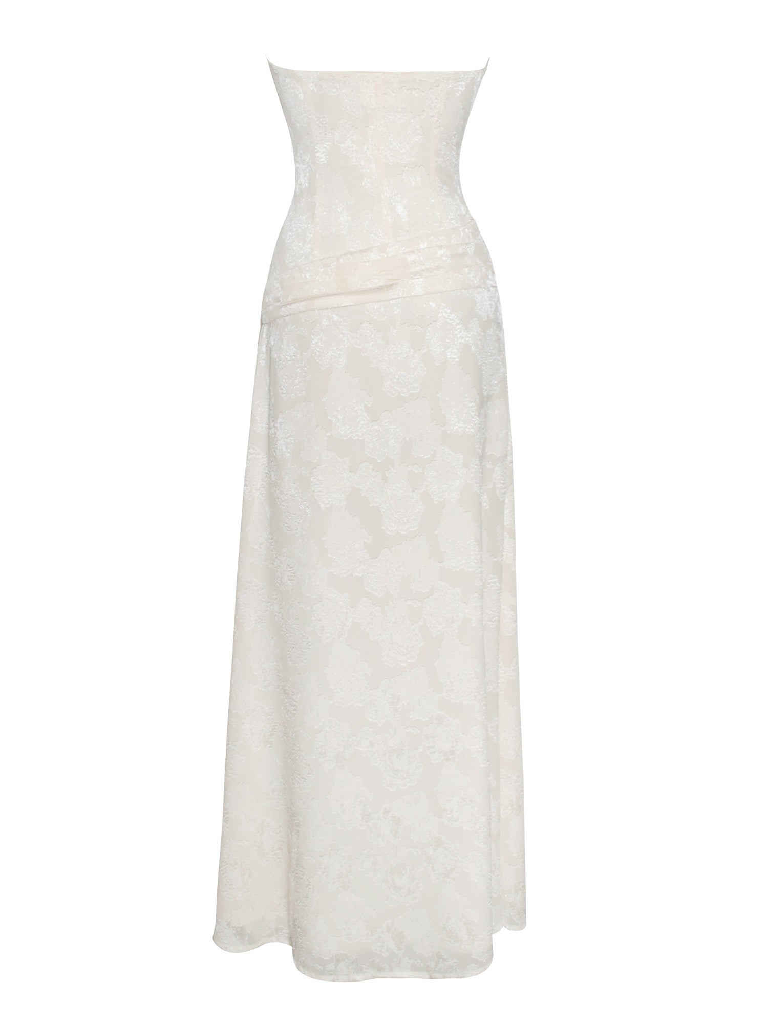 Xatia Jacquard Textured High Slit Maxi Dress | Off White
