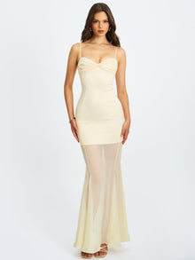 Zayne Ruch Breast Chiffon Mermaid Maxi Dress | Butter Yellow