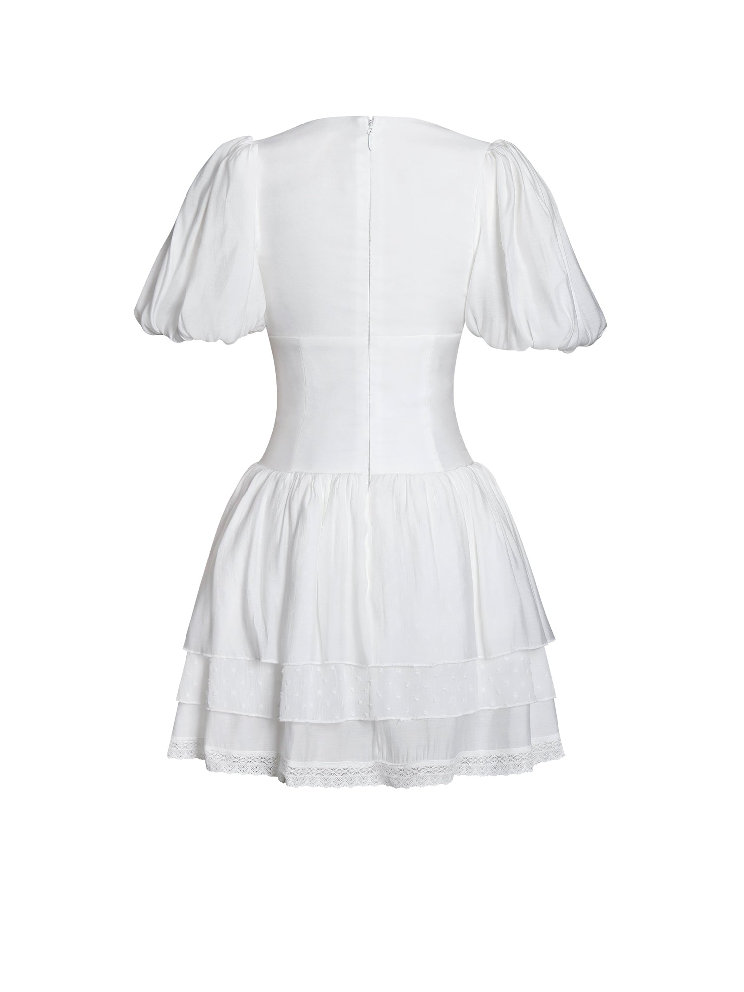 Caitlyn Bubble Sleeve Corset Layered Mini Dress | White